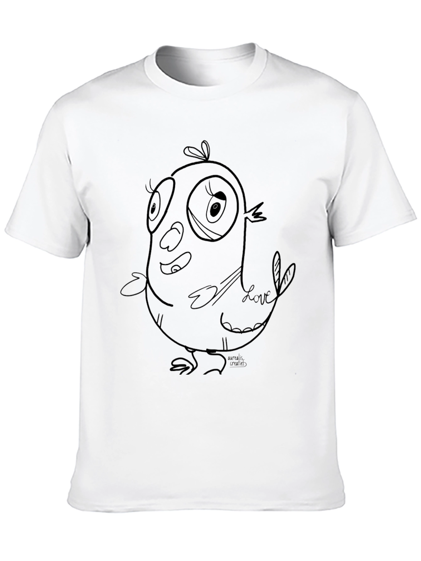 Cartoon Bird Graphic Black T-Shirt