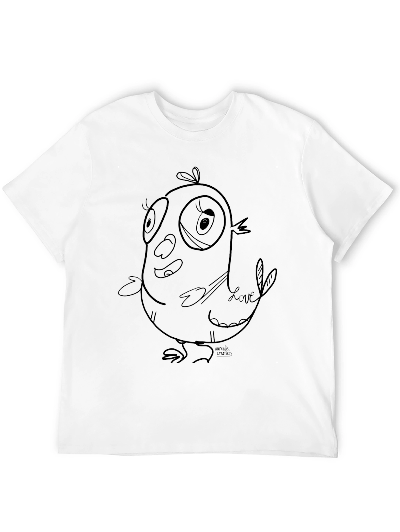 Cartoon Bird Graphic Black T-Shirt