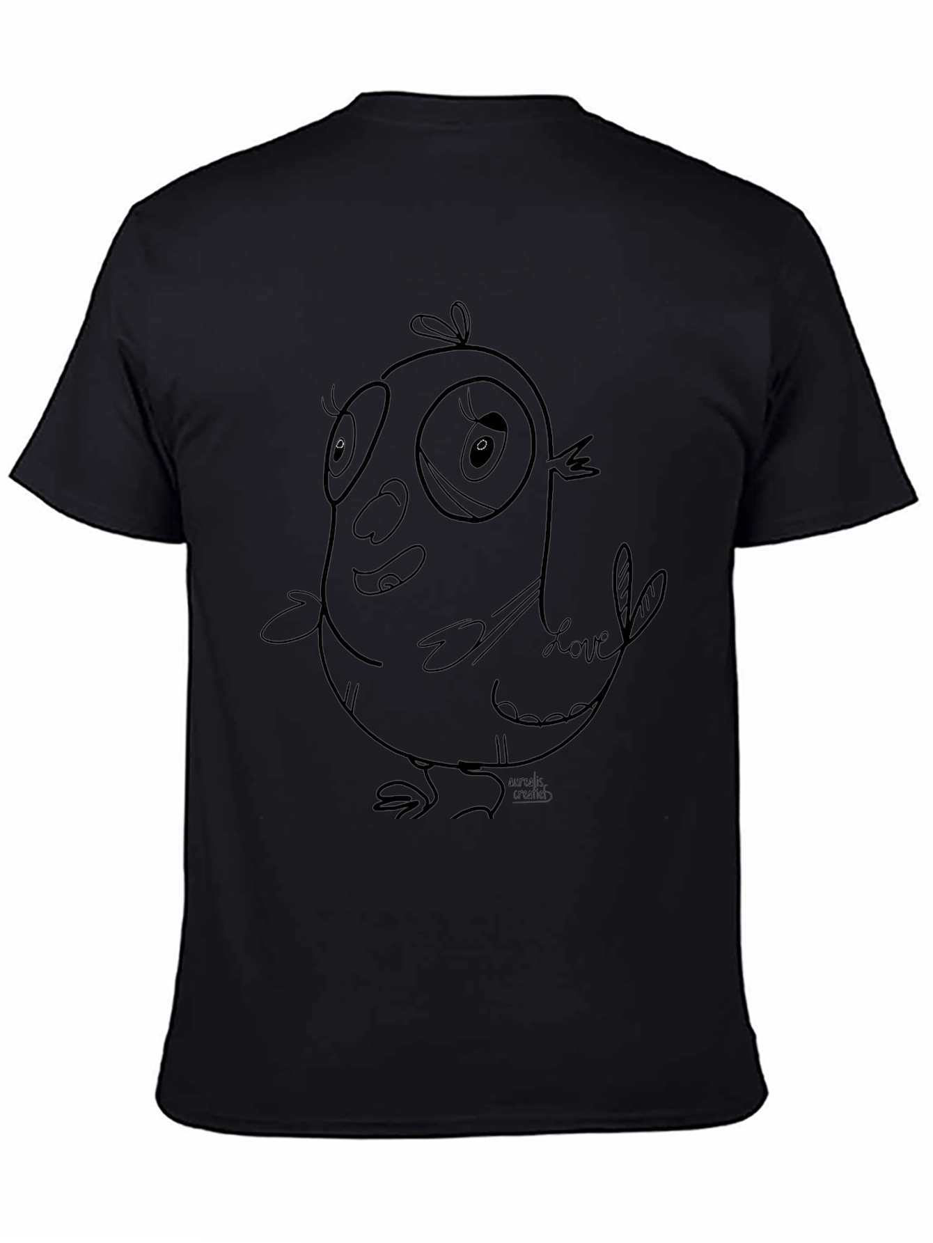 Cartoon Bird Graphic Black T-Shirt
