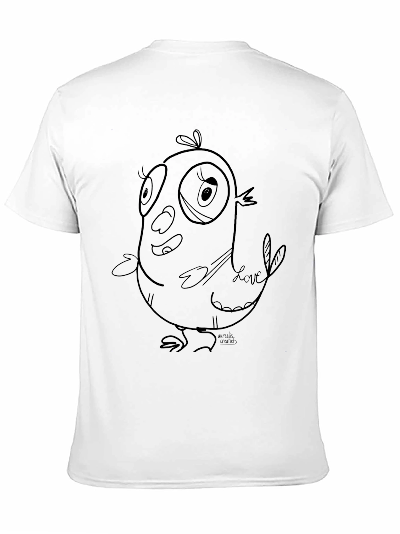 Cartoon Bird Graphic Black T-Shirt