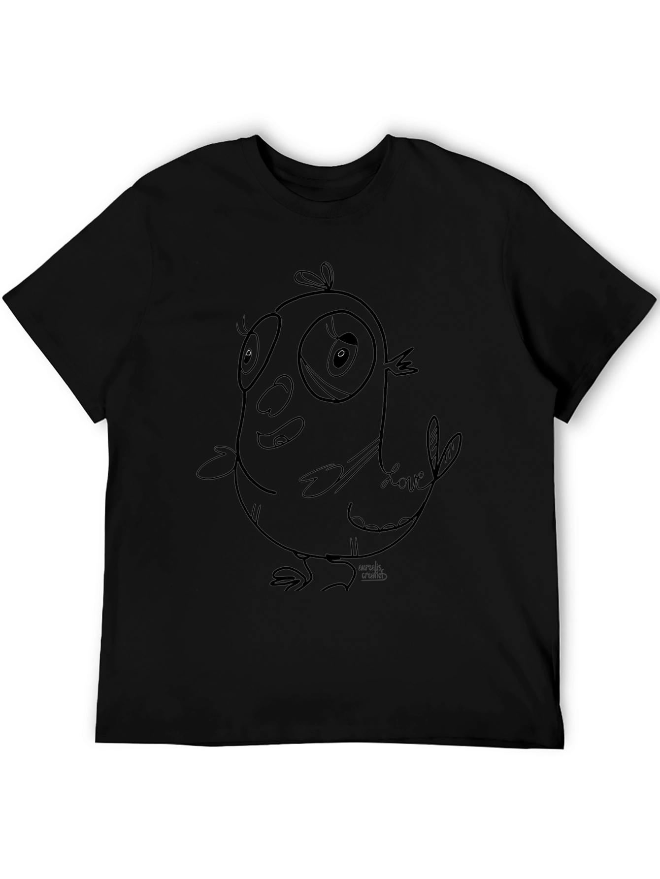 Cartoon Bird Graphic Black T-Shirt