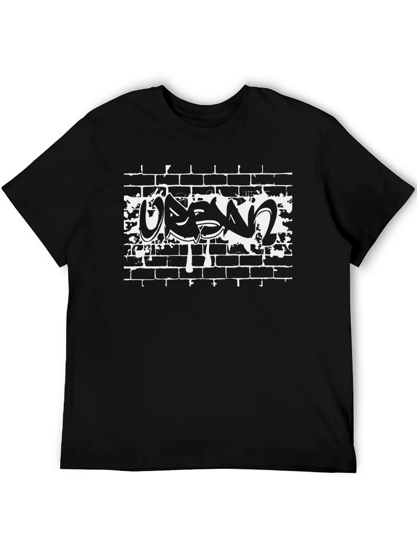 Urban Graffiti Brick Wall Black T-Shirt
