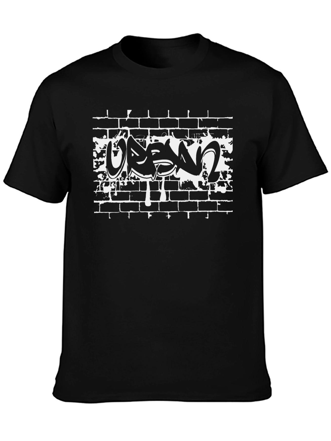Urban Graffiti Brick Wall Black T-Shirt