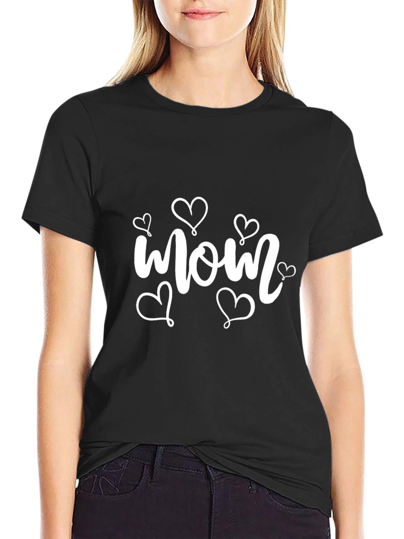 Mom Heart Graphic Tee - Stylish Black T-Shirt