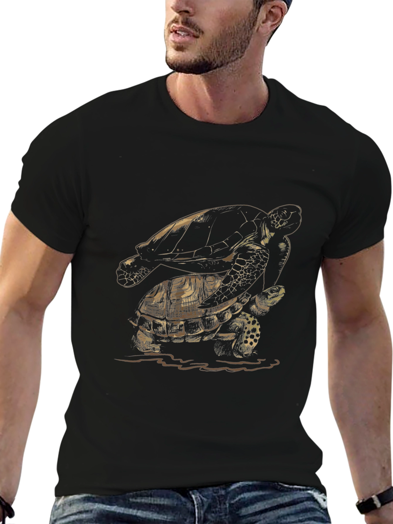 Black Turtle Graphic Tee - Nature Inspired Design