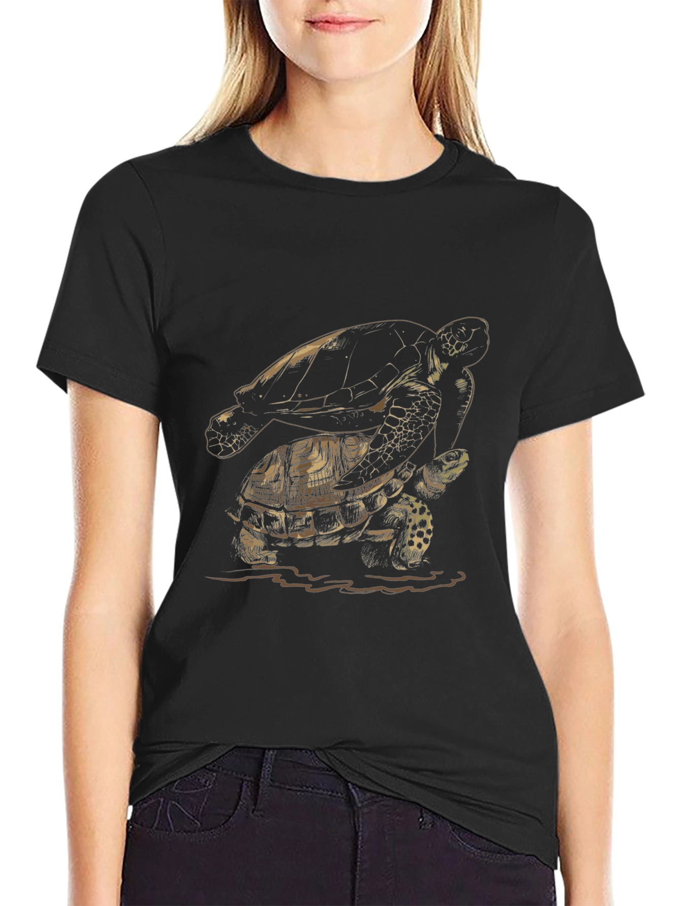 Black Turtle Graphic Tee - Nature Inspired Design