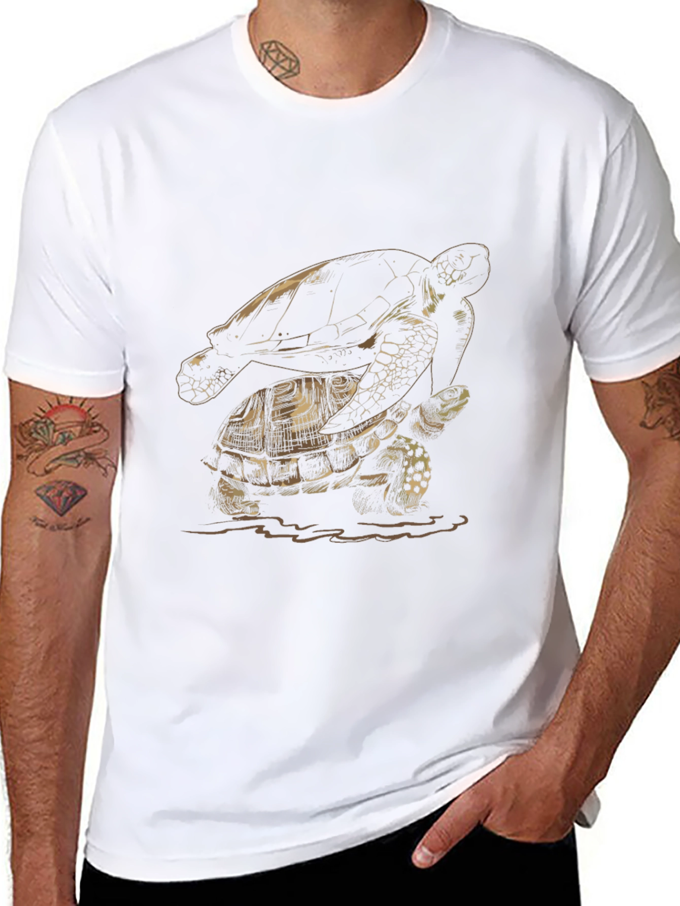 Black Turtle Graphic Tee - Nature Inspired Design