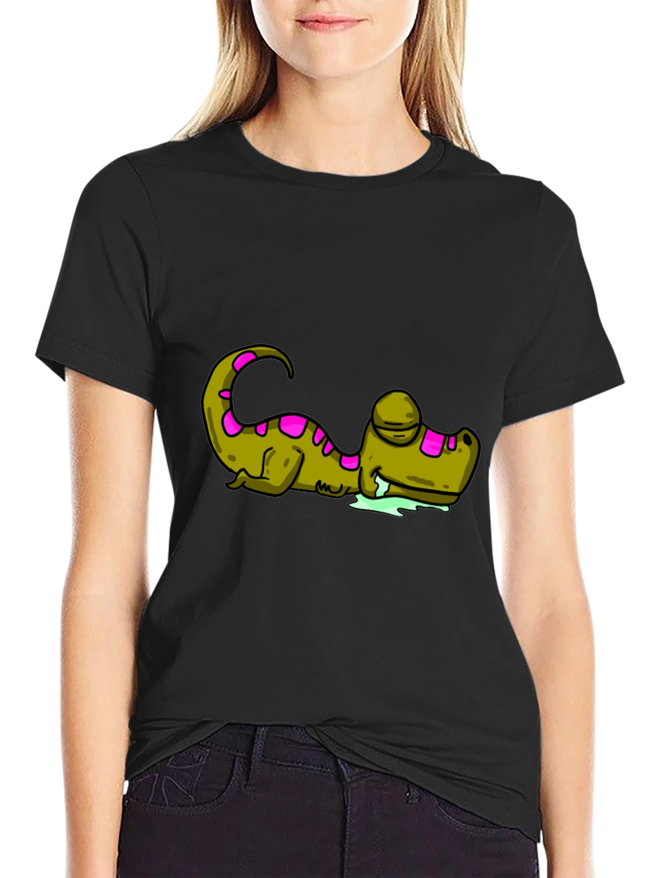 Lazy Alligator Graphic T-Shirt - Relaxed Fit Black