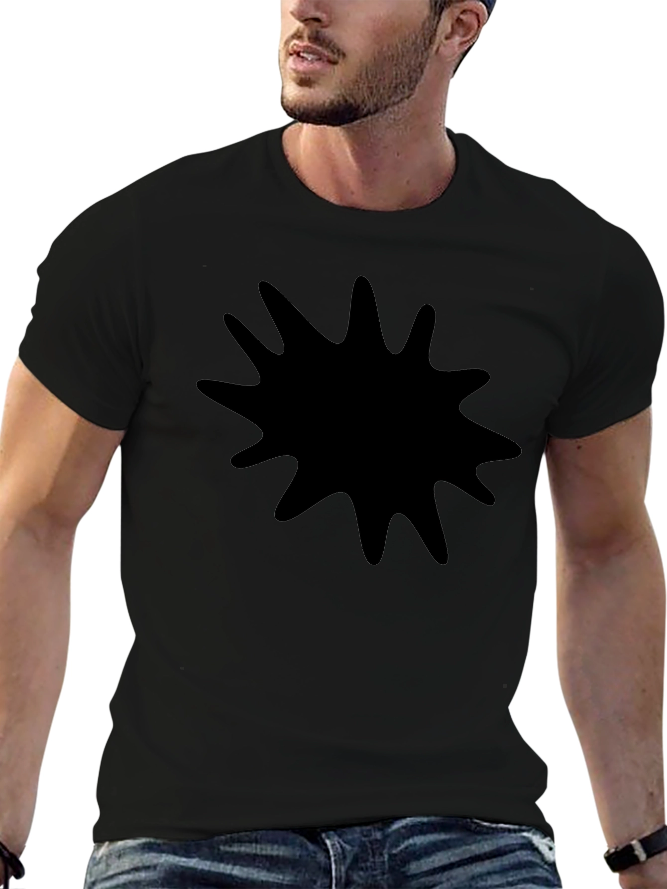 Black Graphic Tee - Abstract Splash Design