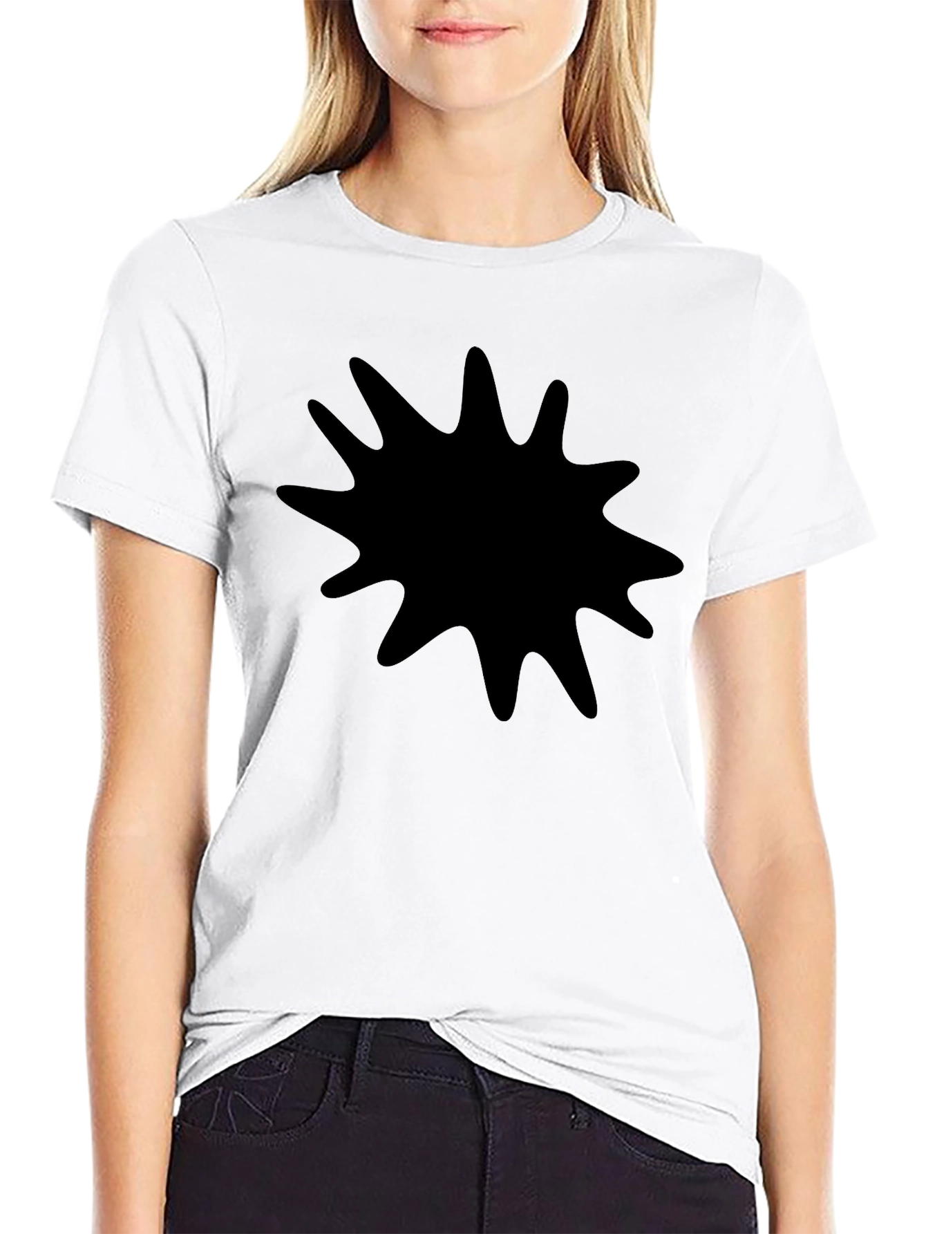 Black Graphic Tee - Abstract Splash Design