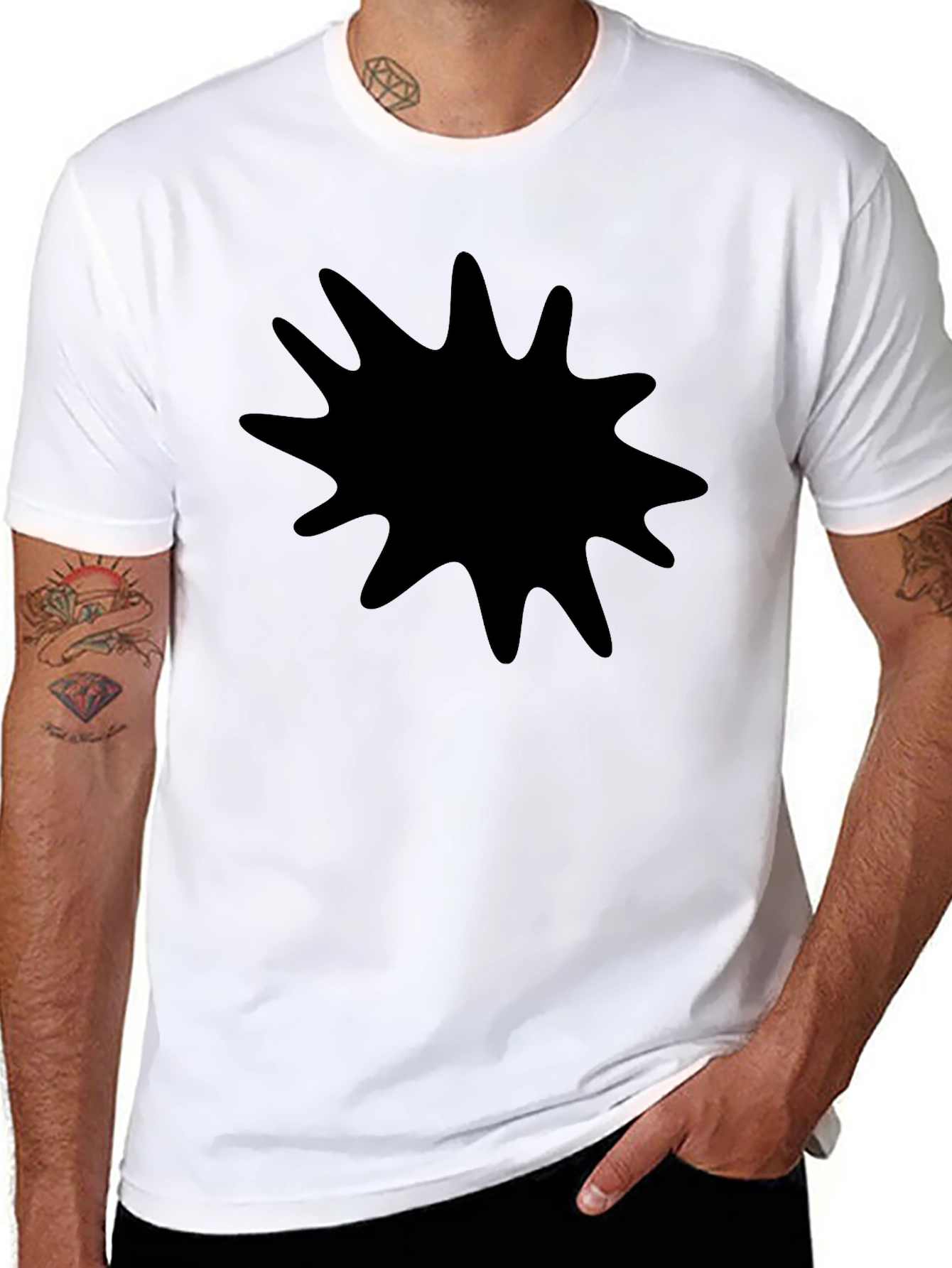 Black Graphic Tee - Abstract Splash Design