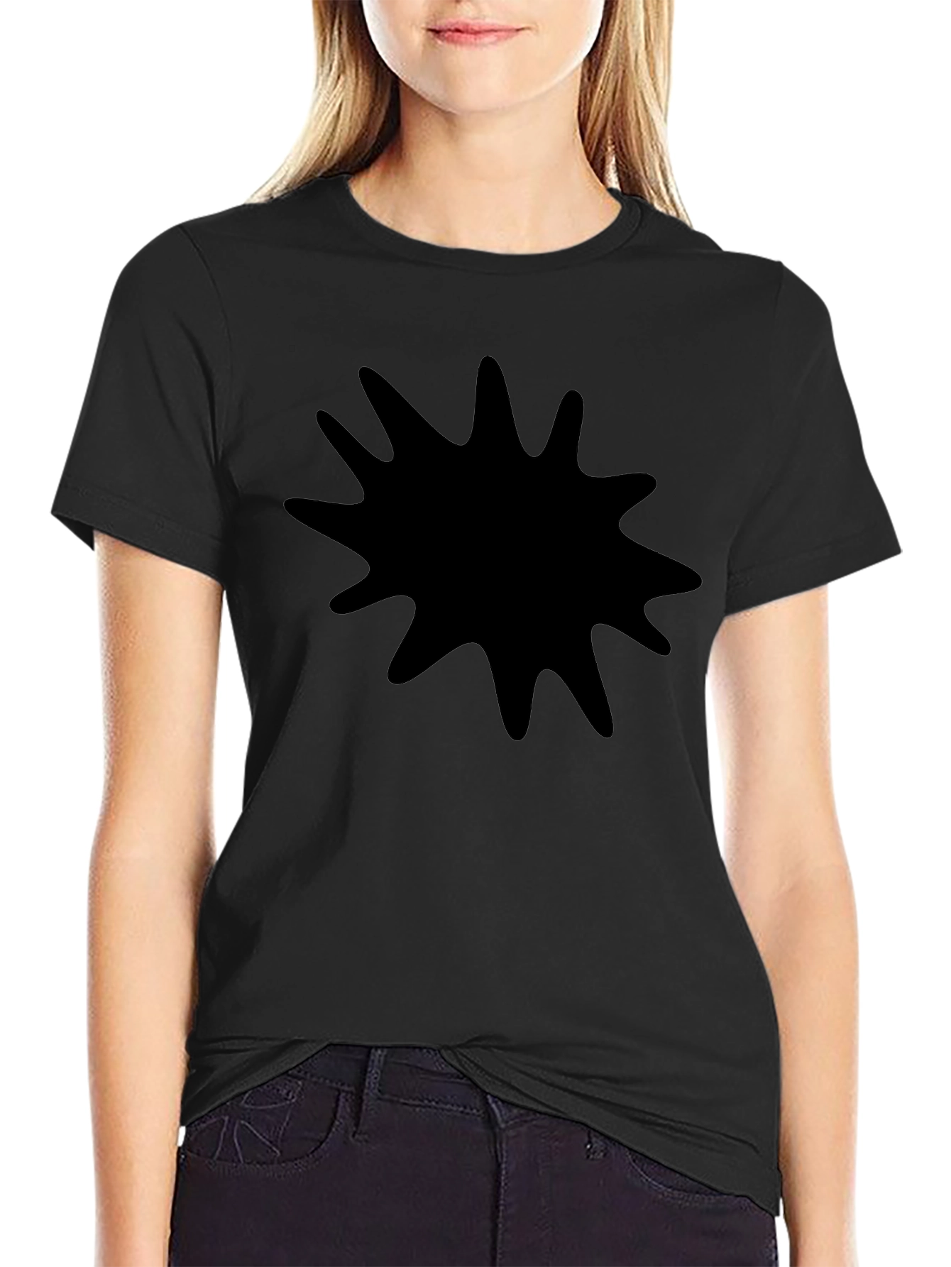 Black Graphic Tee - Abstract Splash Design