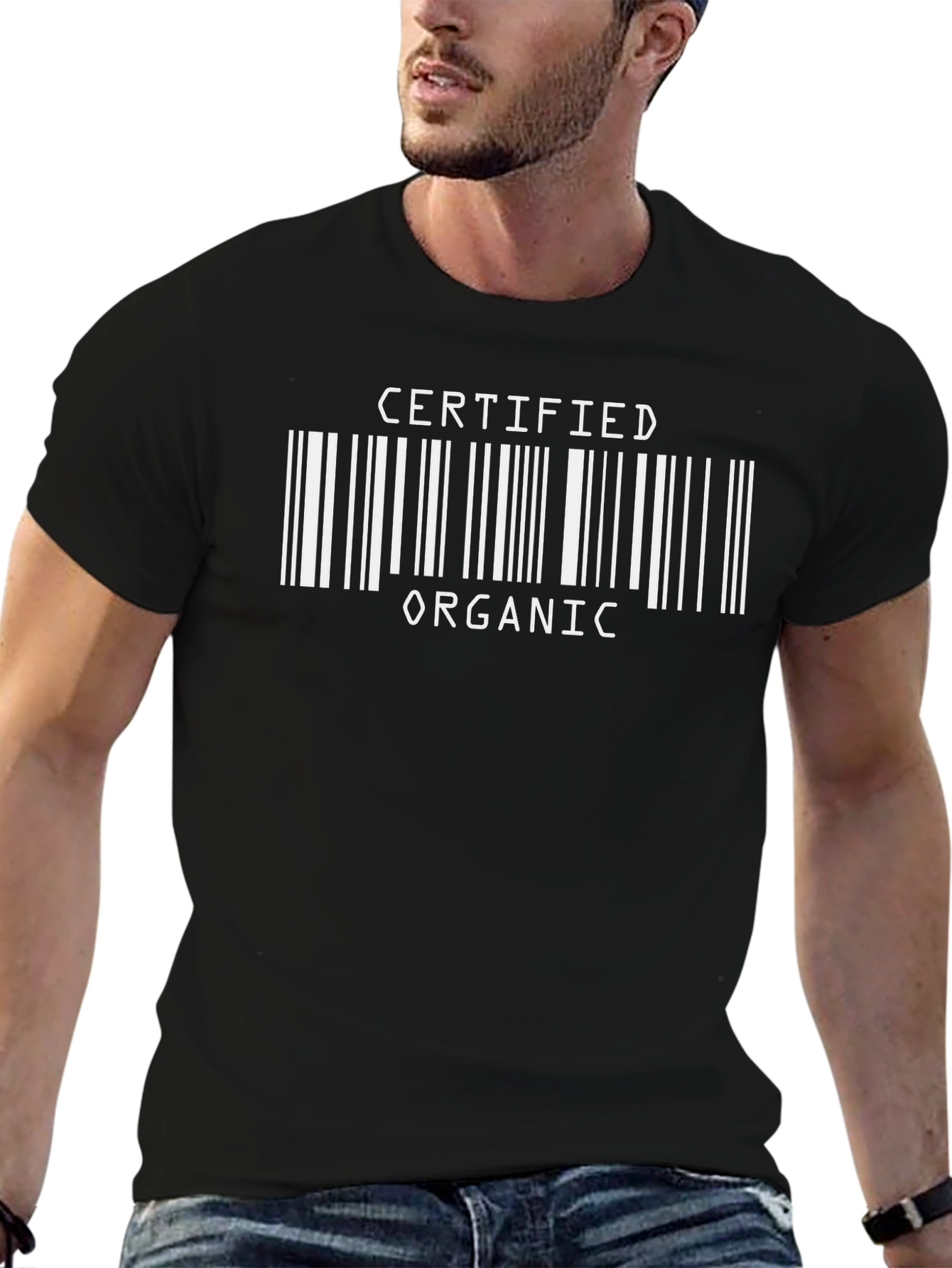 Certified Organic Barcode Graphic Tee - Black