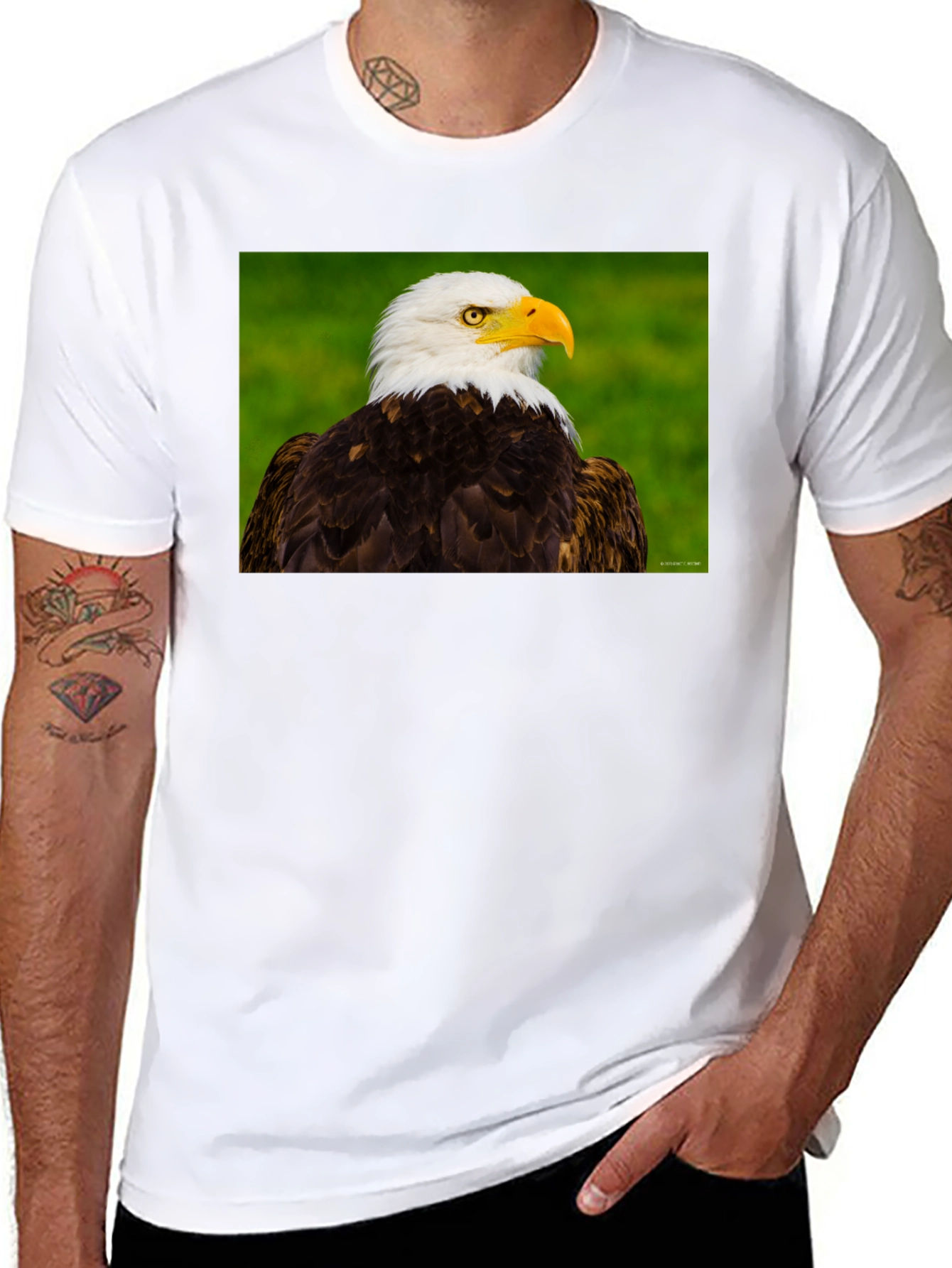 Bald Eagle Graphic Tee - Black Crew Neck