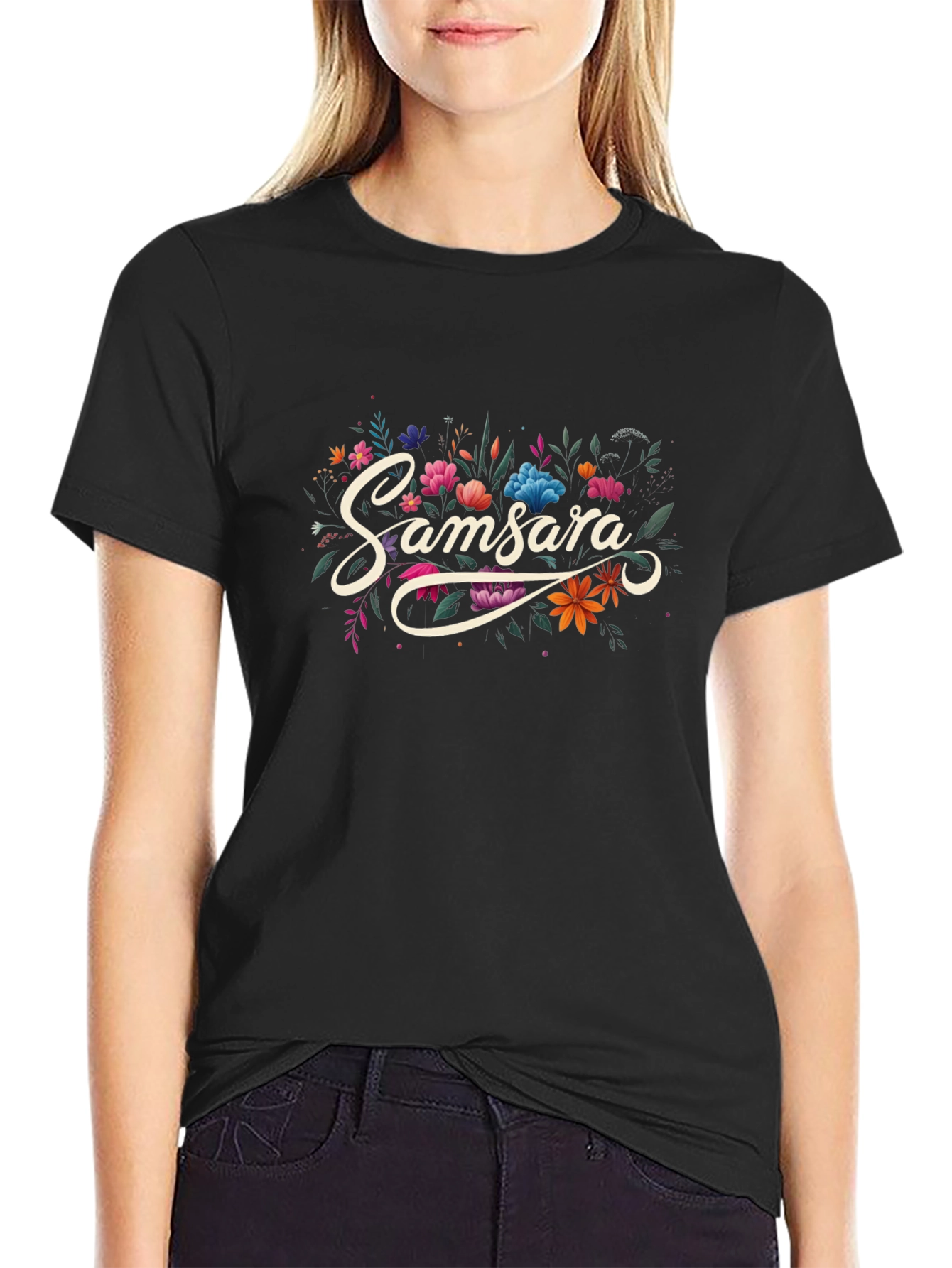 Samsara Floral Black T-Shirt