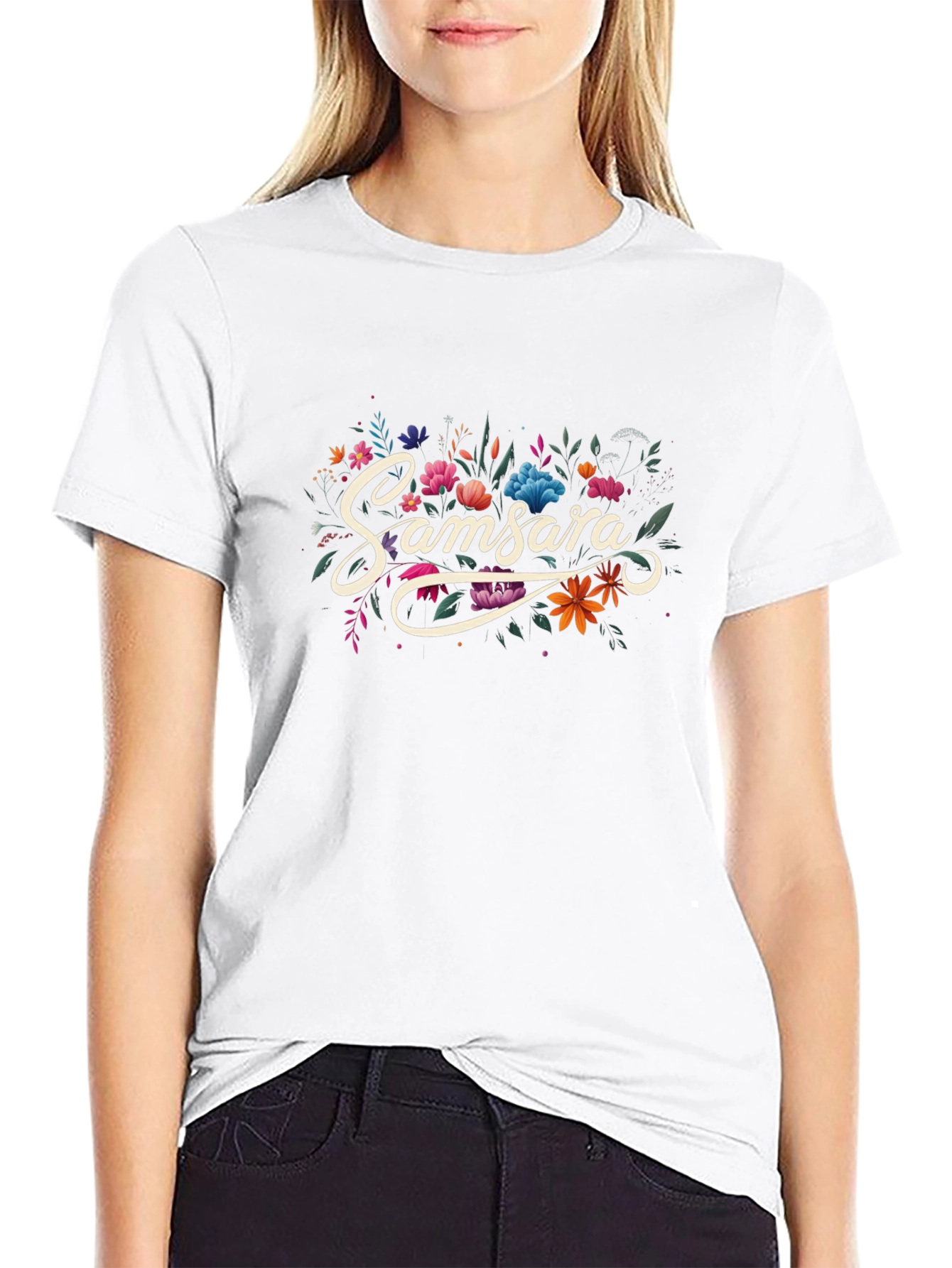 Samsara Floral Black T-Shirt