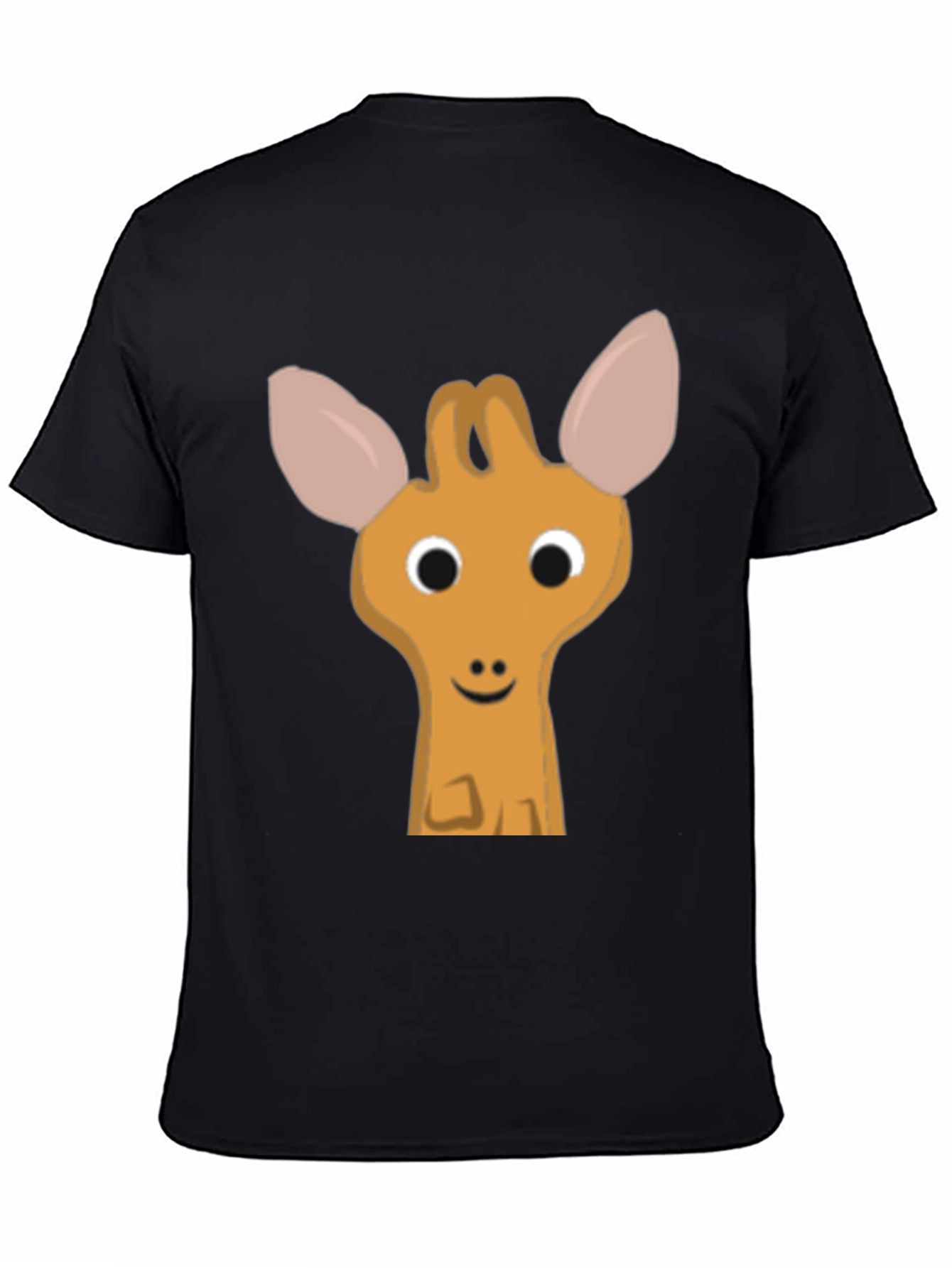 Cute Cartoon Deer Graphic Black T-Shirt