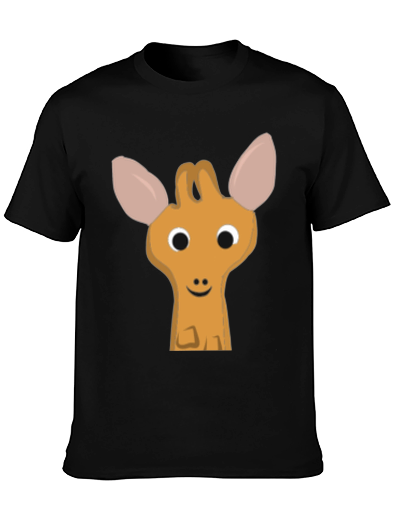 Cute Cartoon Deer Graphic Black T-Shirt