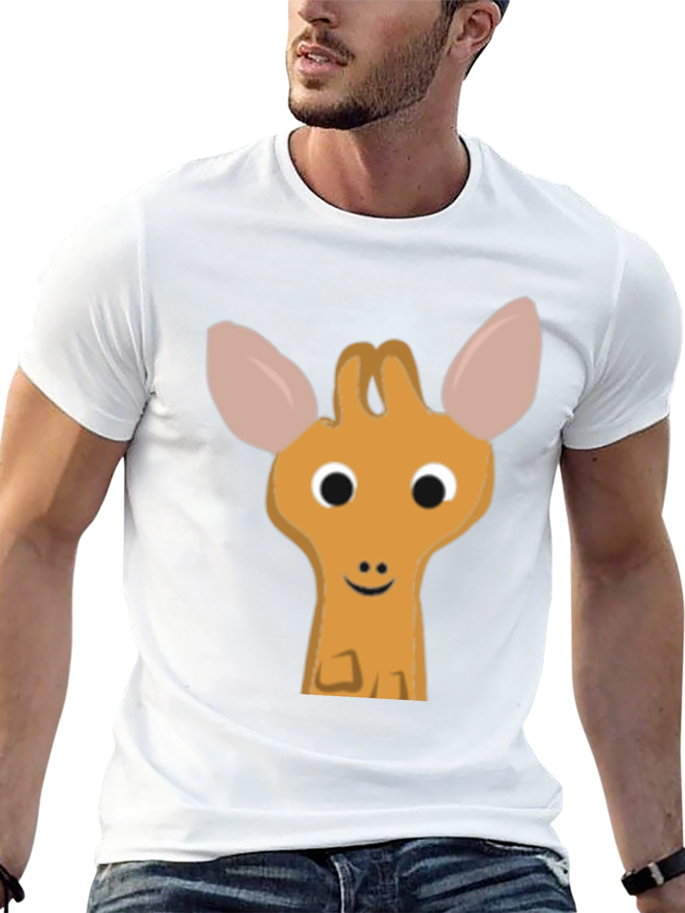 Cute Cartoon Deer Graphic Black T-Shirt