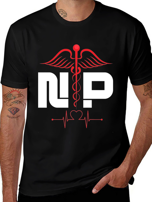 Nurse Practitioner T-Shirt - Medical Caduceus Heartbeat Design