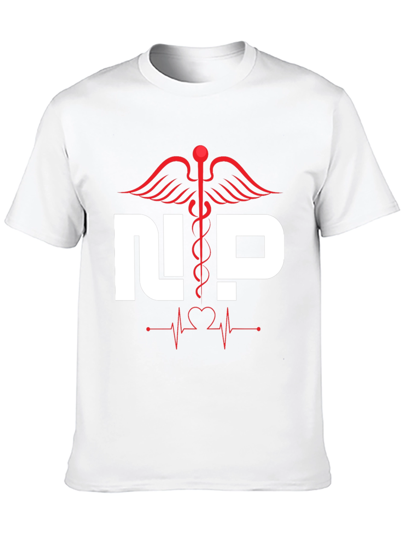 Nurse Practitioner T-Shirt - Medical Caduceus Heartbeat Design