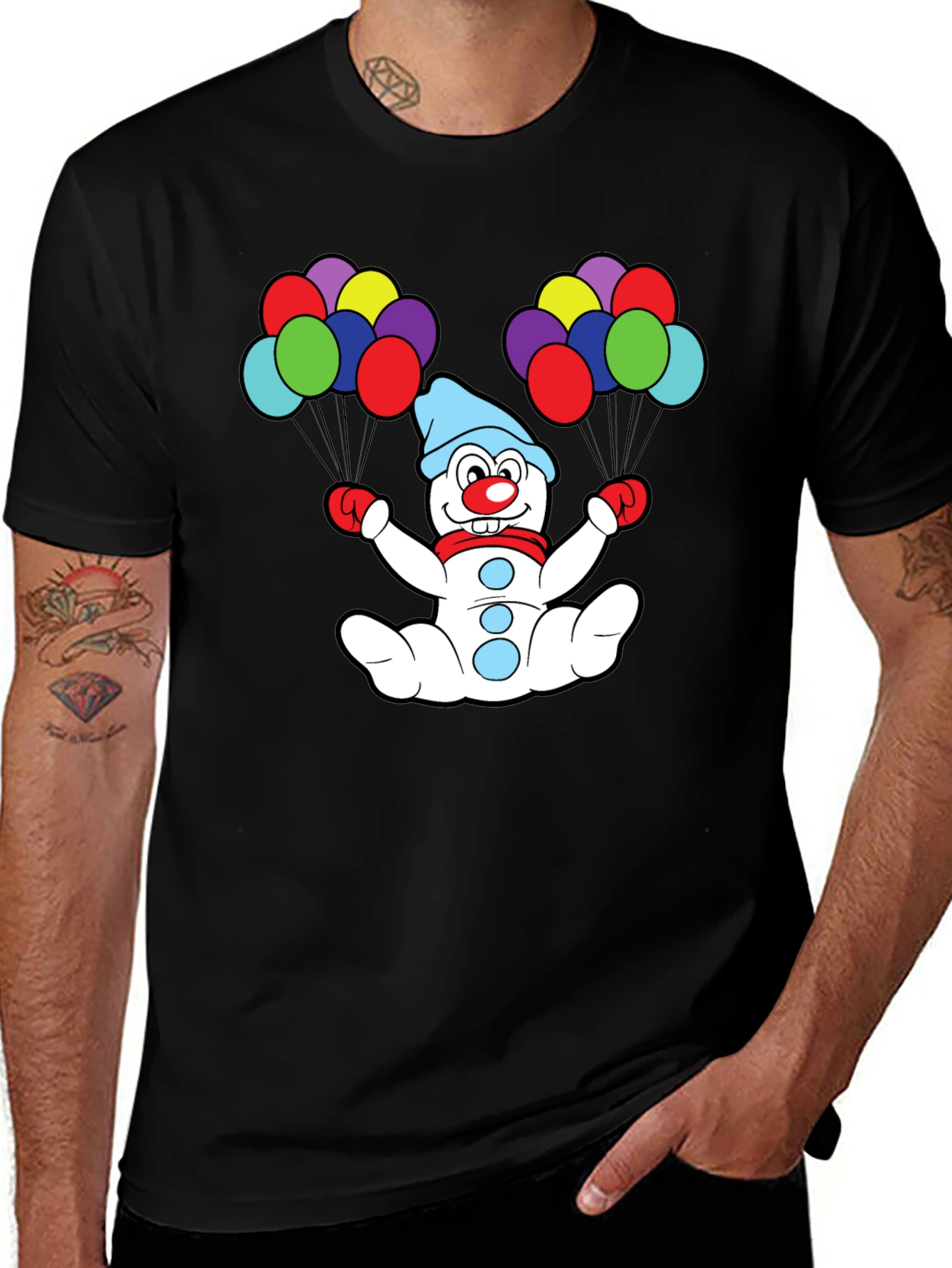 Clown Snowman with Balloons T-Shirt
