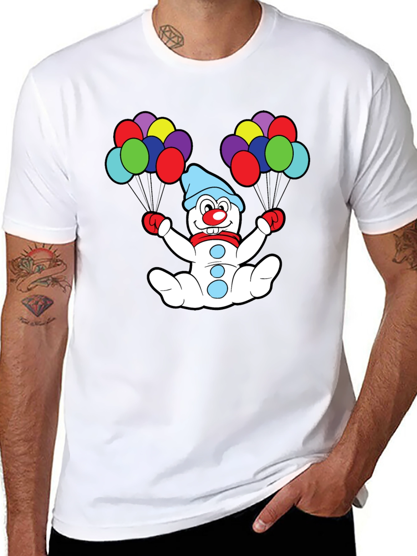 Clown Snowman with Balloons T-Shirt