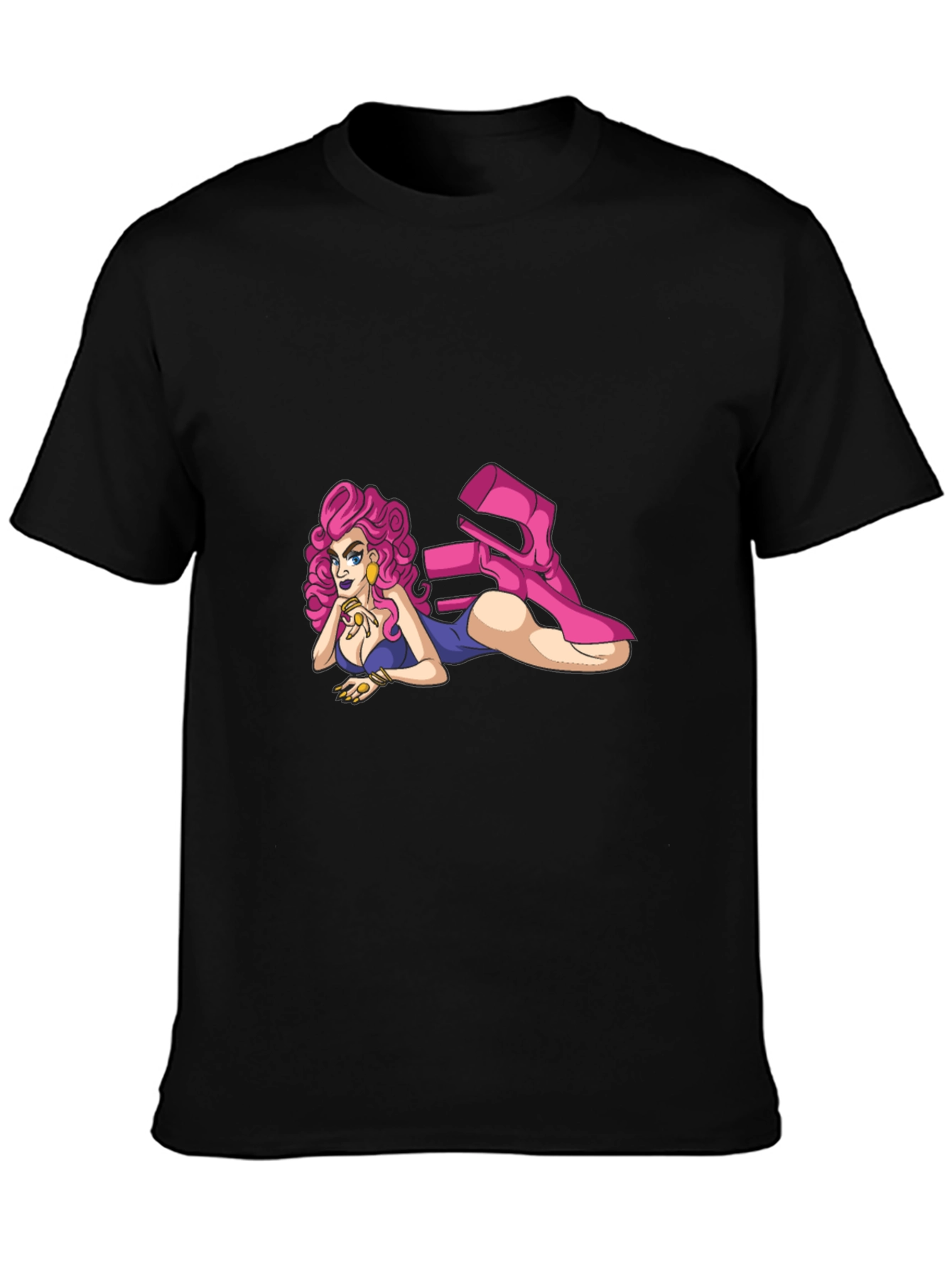 Cartoon Girl T-Shirt - Black