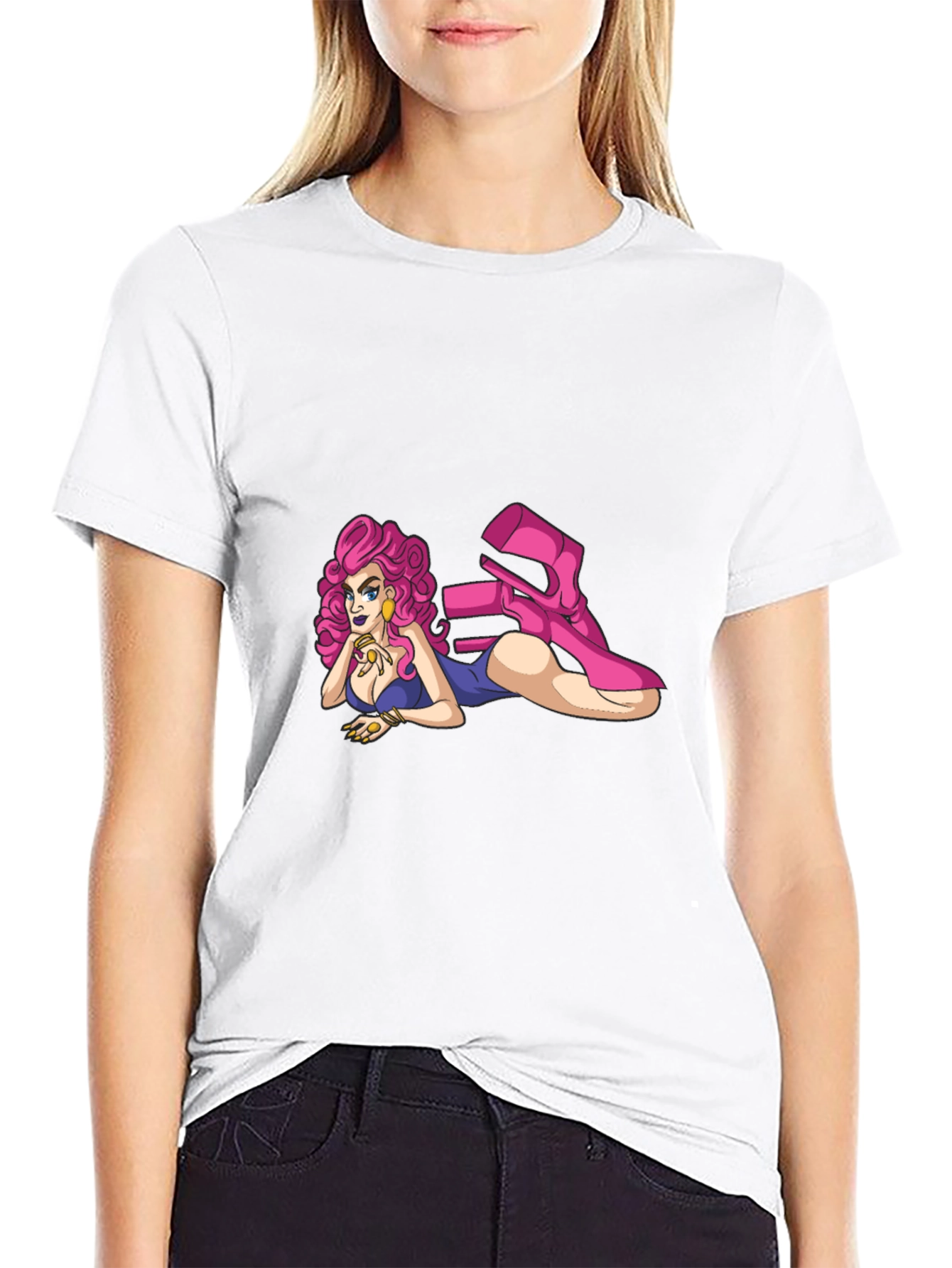 Cartoon Girl T-Shirt - Black