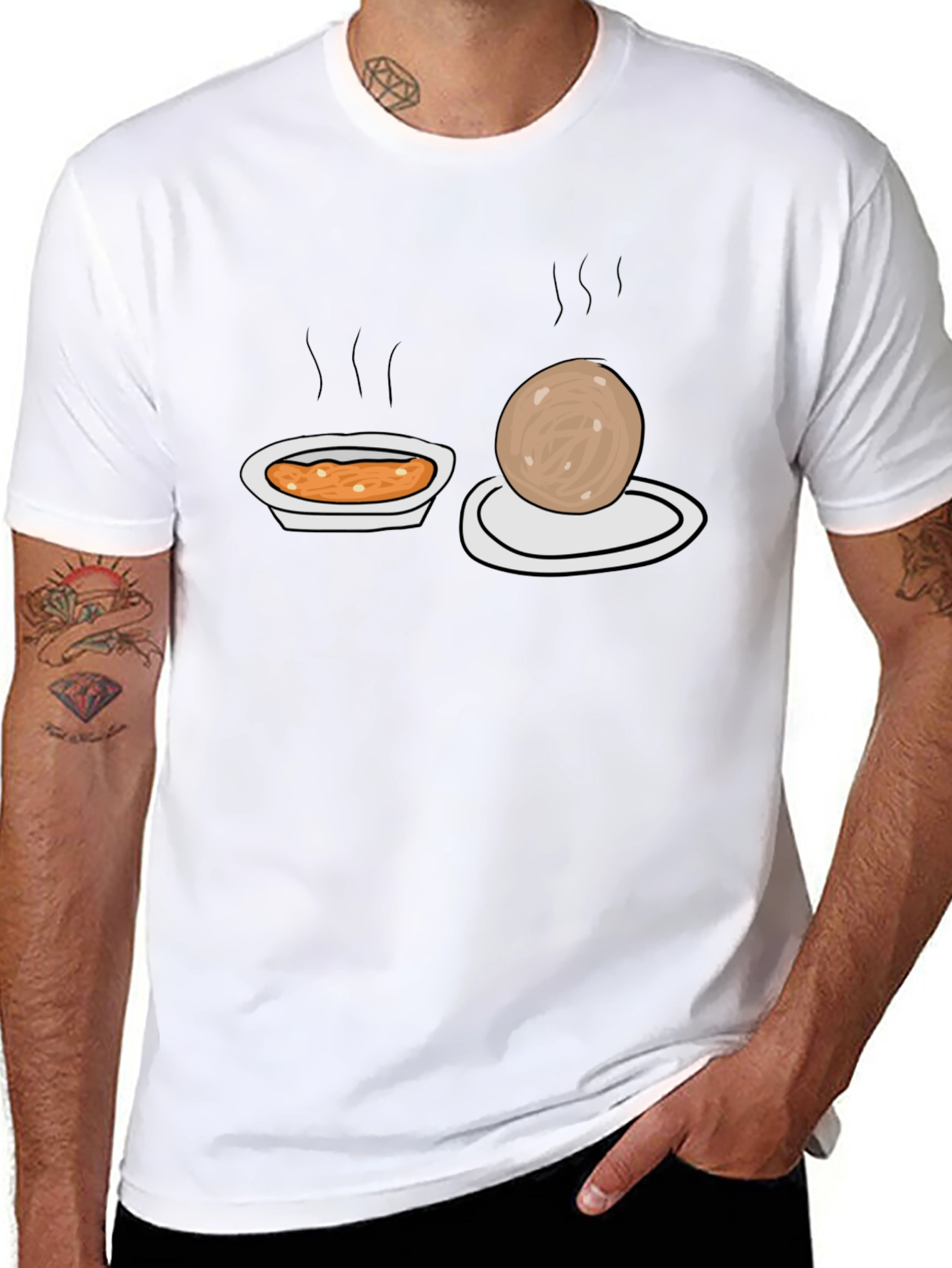 Cartoon Food T-Shirt Black Graphic Tee