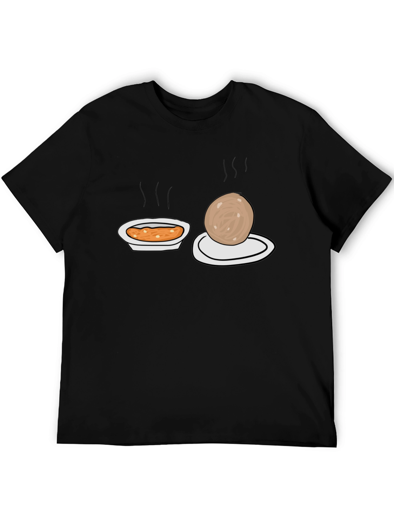 Cartoon Food T-Shirt Black Graphic Tee