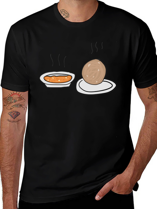 Cartoon Food T-Shirt Black Graphic Tee