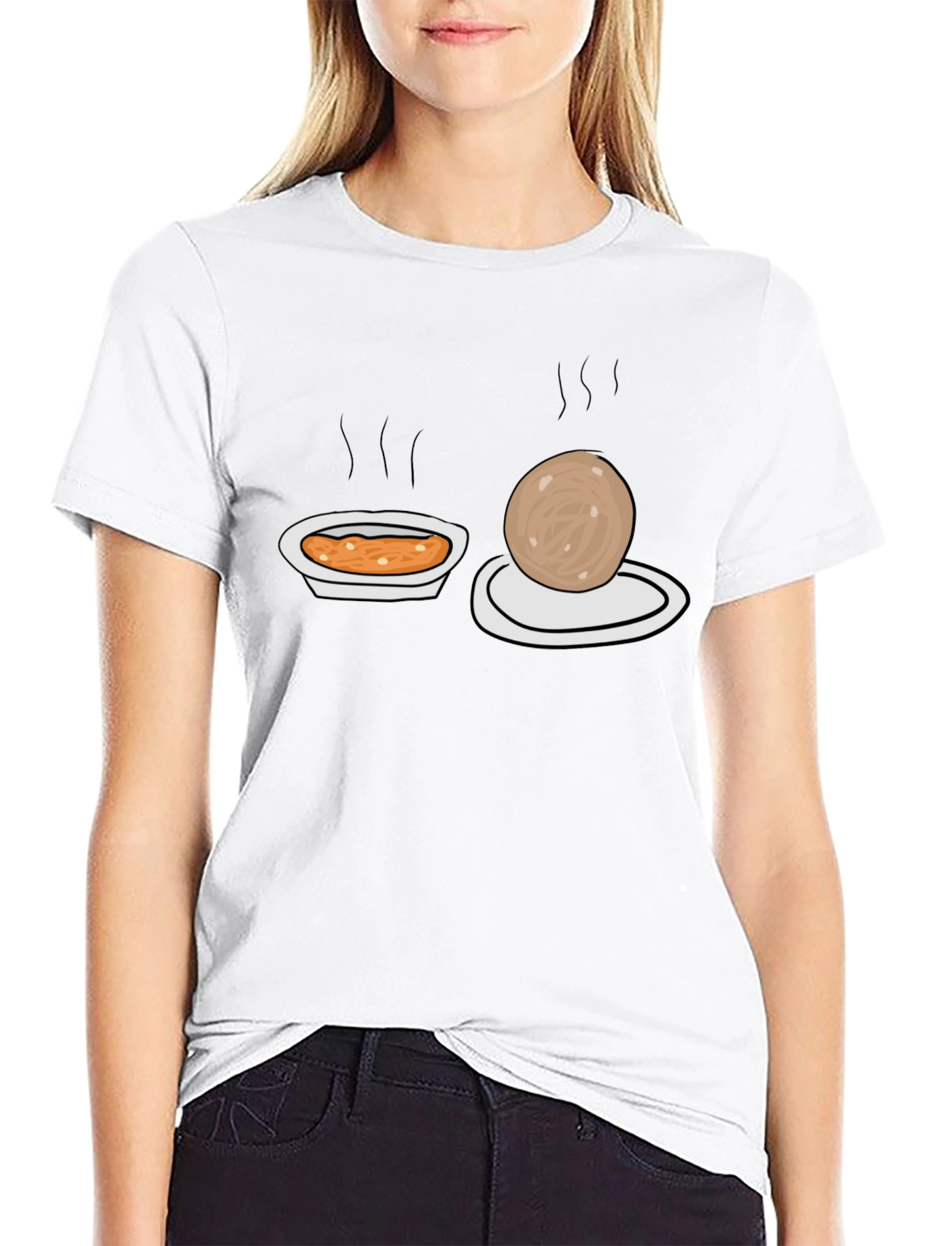 Cartoon Food T-Shirt Black Graphic Tee