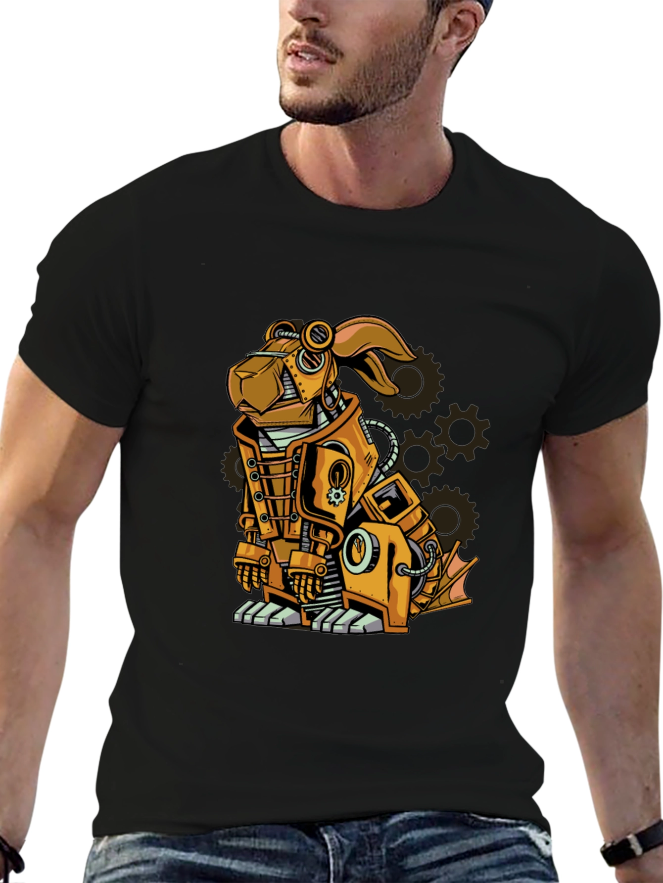 Steampunk Dog Graphic T-Shirt - Unique Design