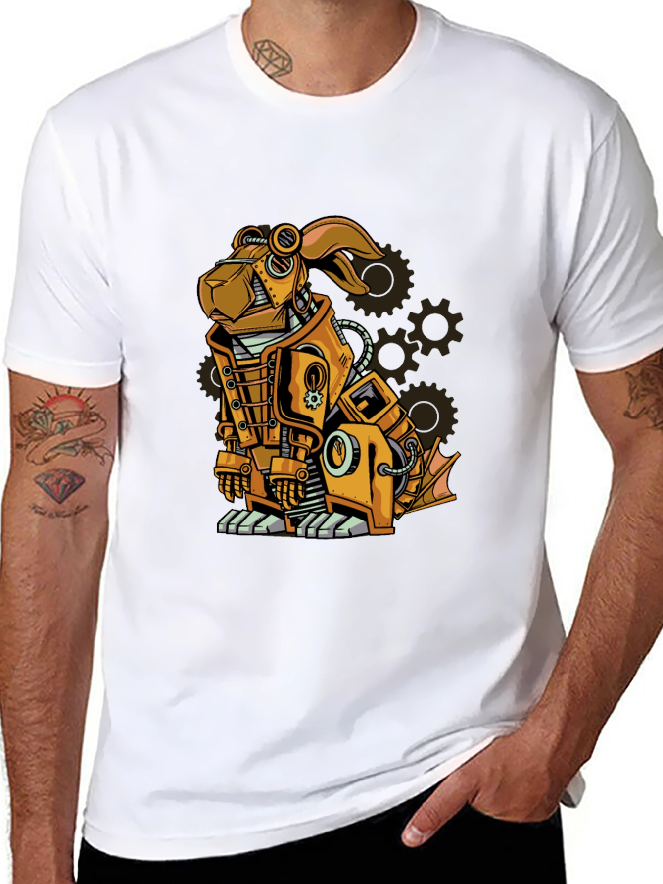 Steampunk Dog Graphic T-Shirt - Unique Design