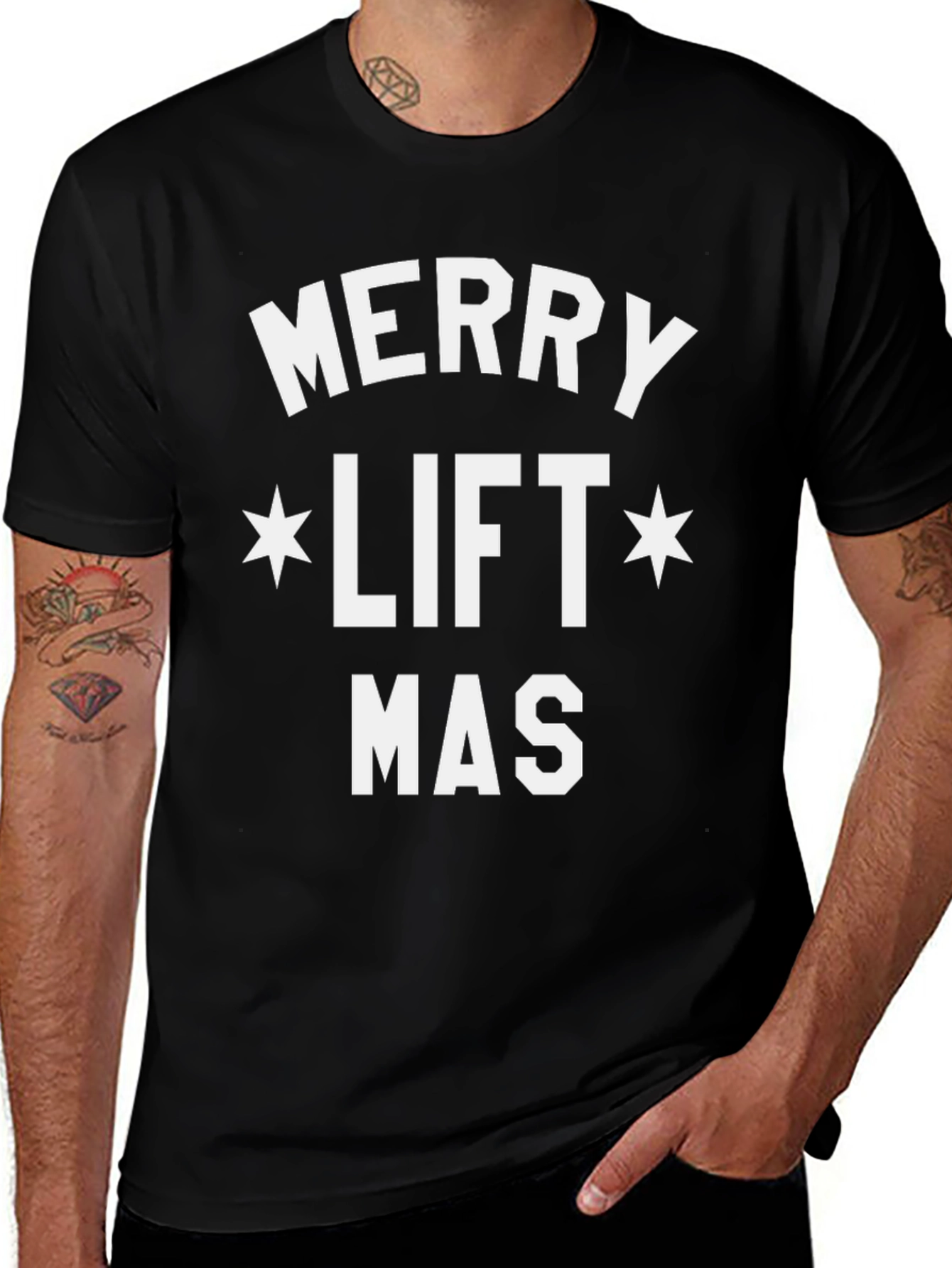 Merry Liftmas Black Graphic Tee