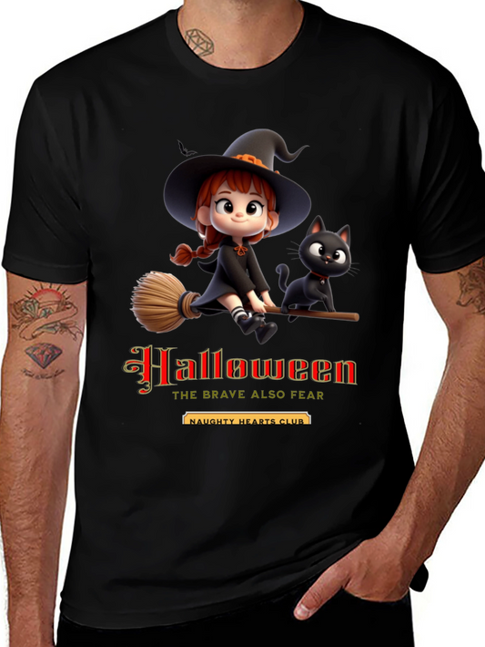 Halloween Witch & Cat Graphic Tee