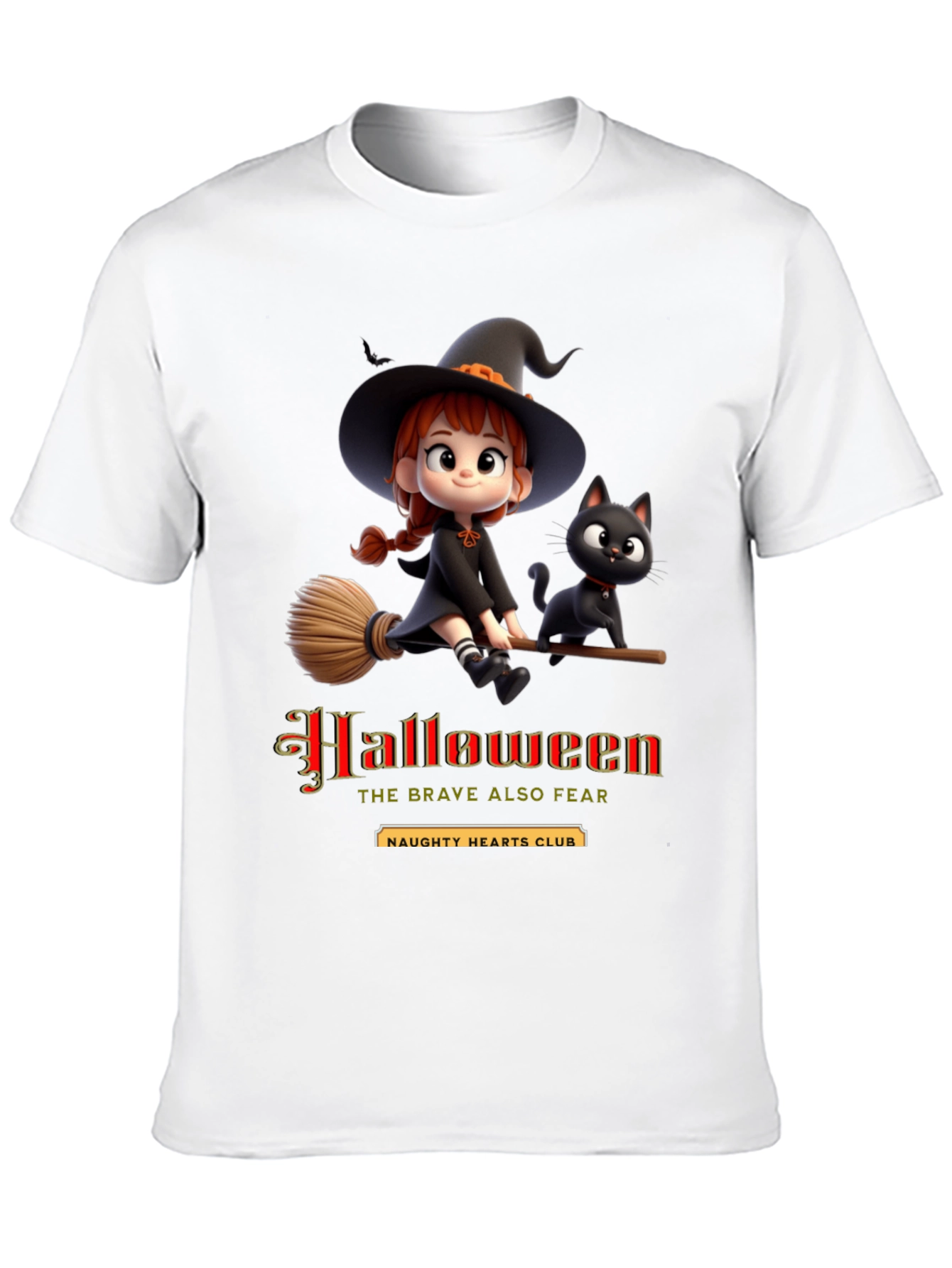 Halloween Witch & Cat Graphic Tee
