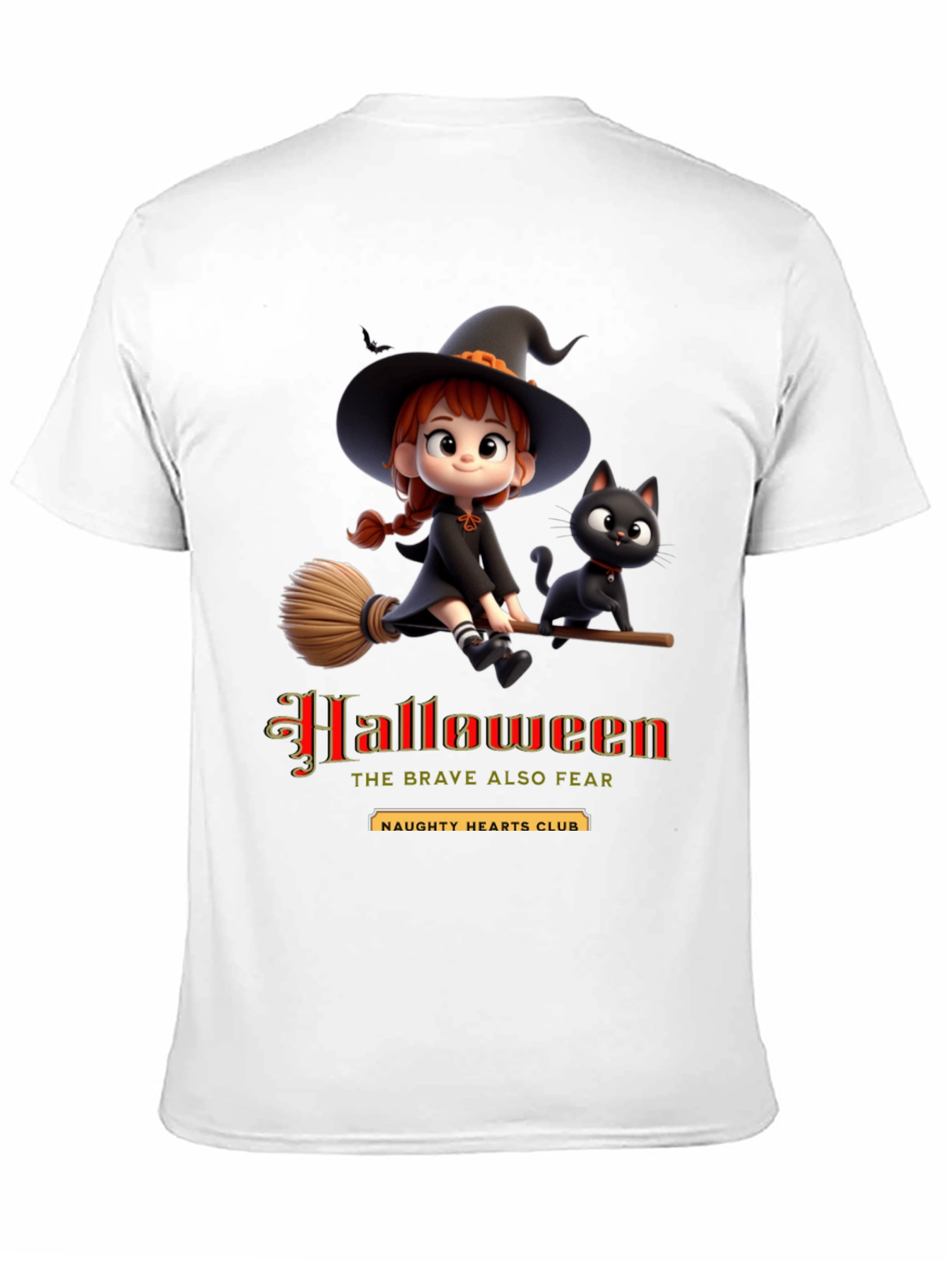 Halloween Witch & Cat Graphic Tee