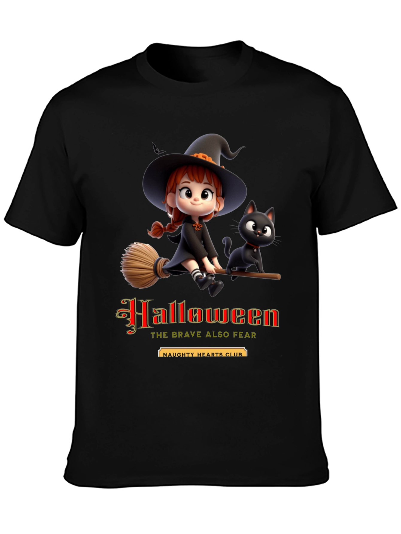 Halloween Witch & Cat Graphic Tee