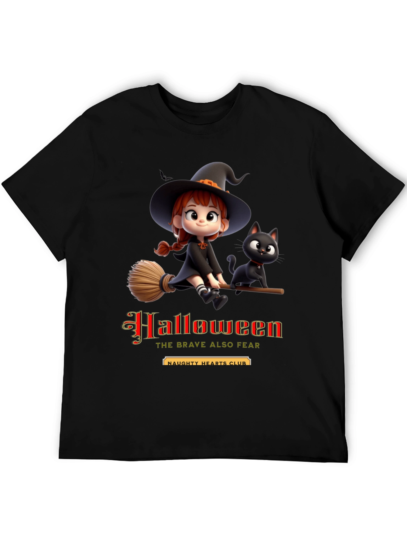 Halloween Witch & Cat Graphic Tee