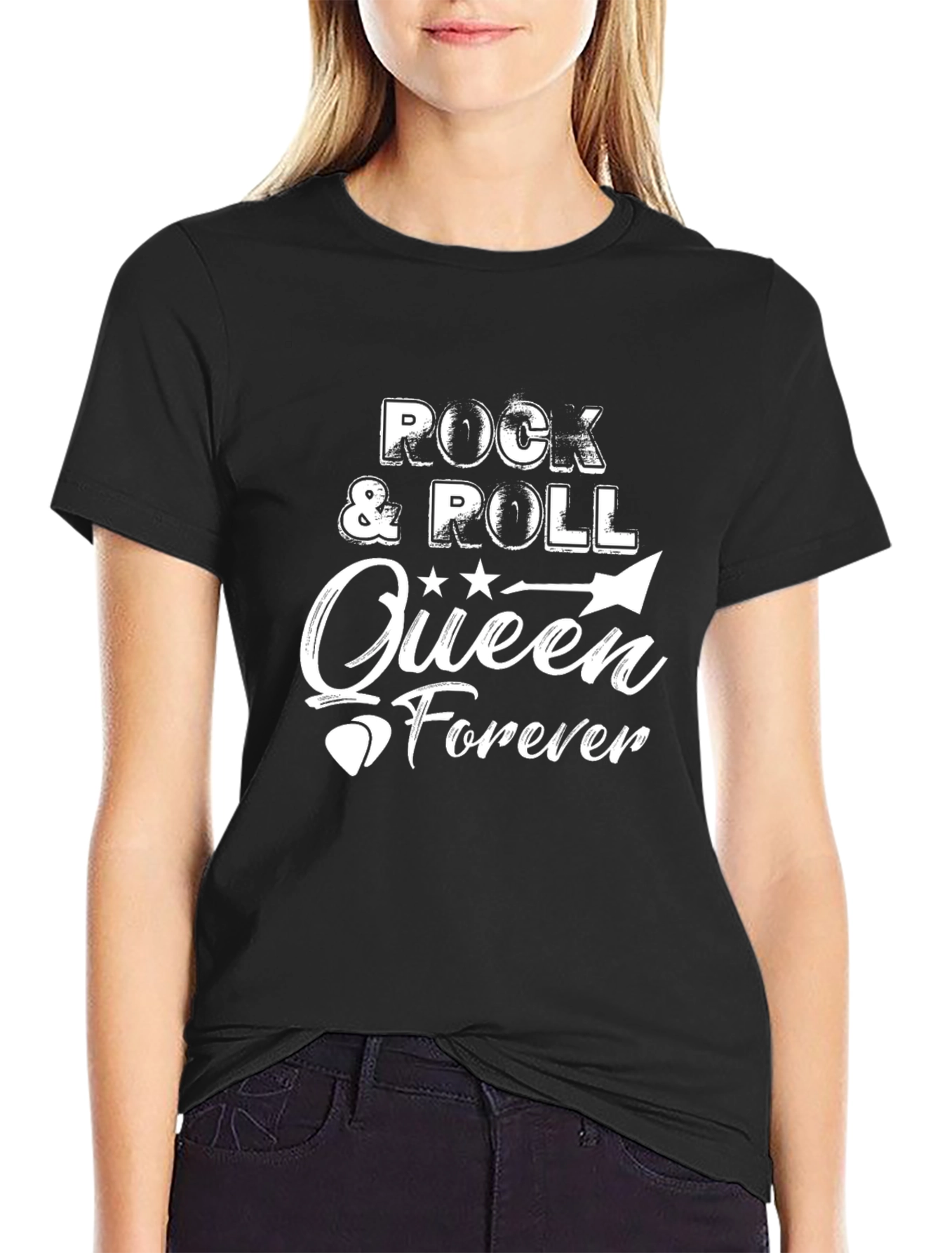 Rock & Roll Queen Forever Black Graphic Tee