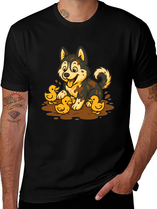 Puppy & Ducklings Graphic Tee - Cute Dog Lover Shirt