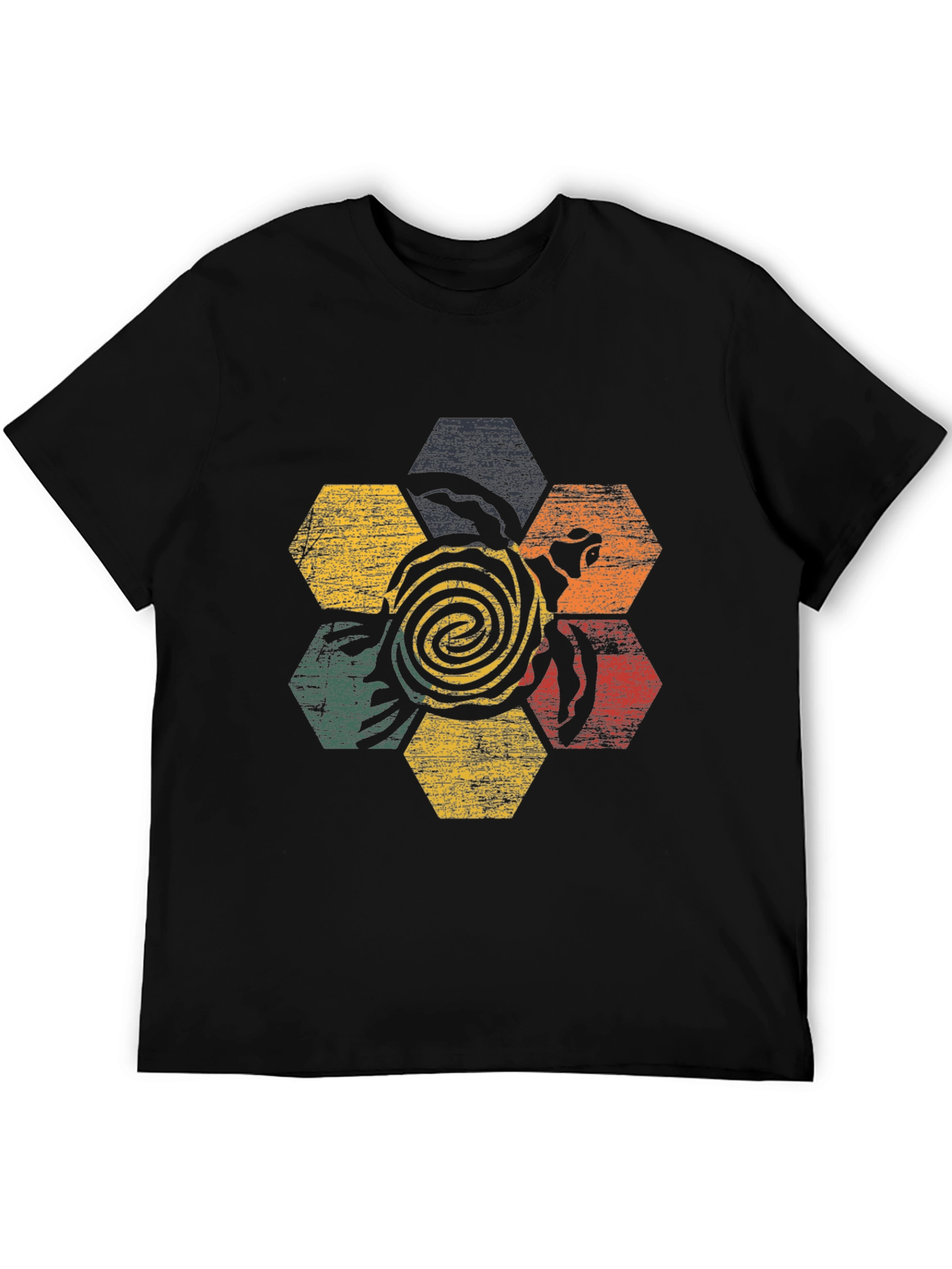 Retro Turtle Hexagon Graphic T-Shirt