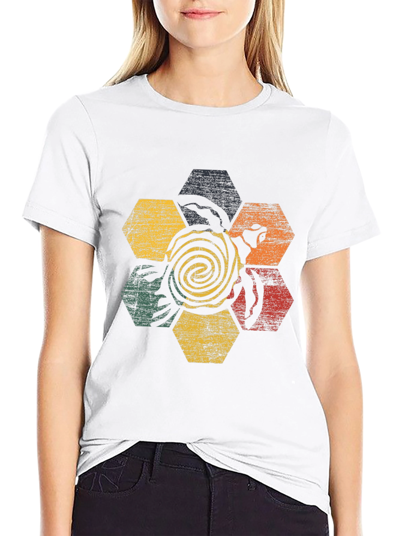 Retro Turtle Hexagon Graphic T-Shirt