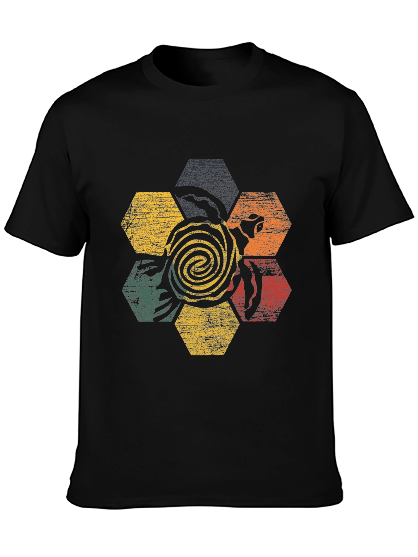Retro Turtle Hexagon Graphic T-Shirt