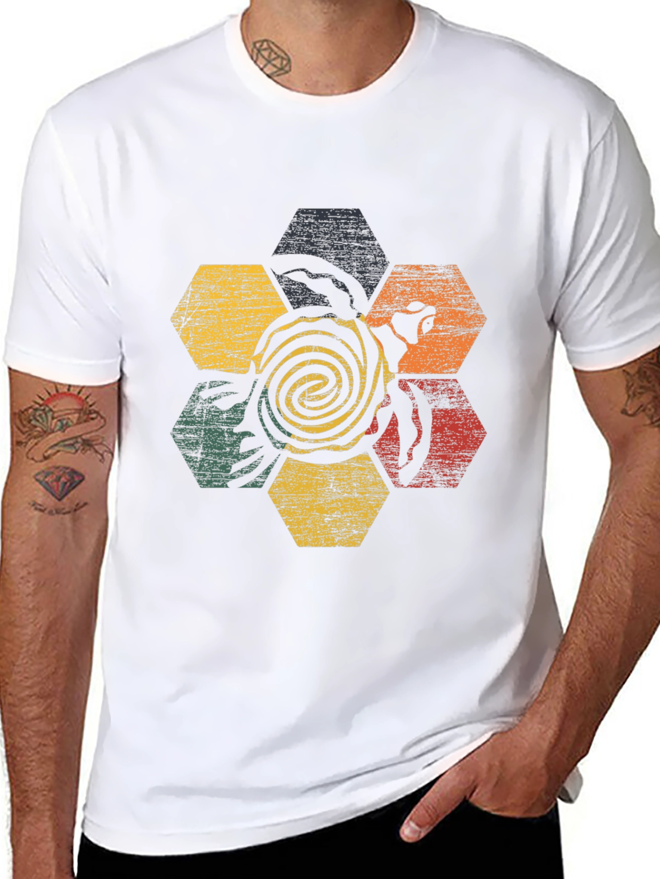 Retro Turtle Hexagon Graphic T-Shirt