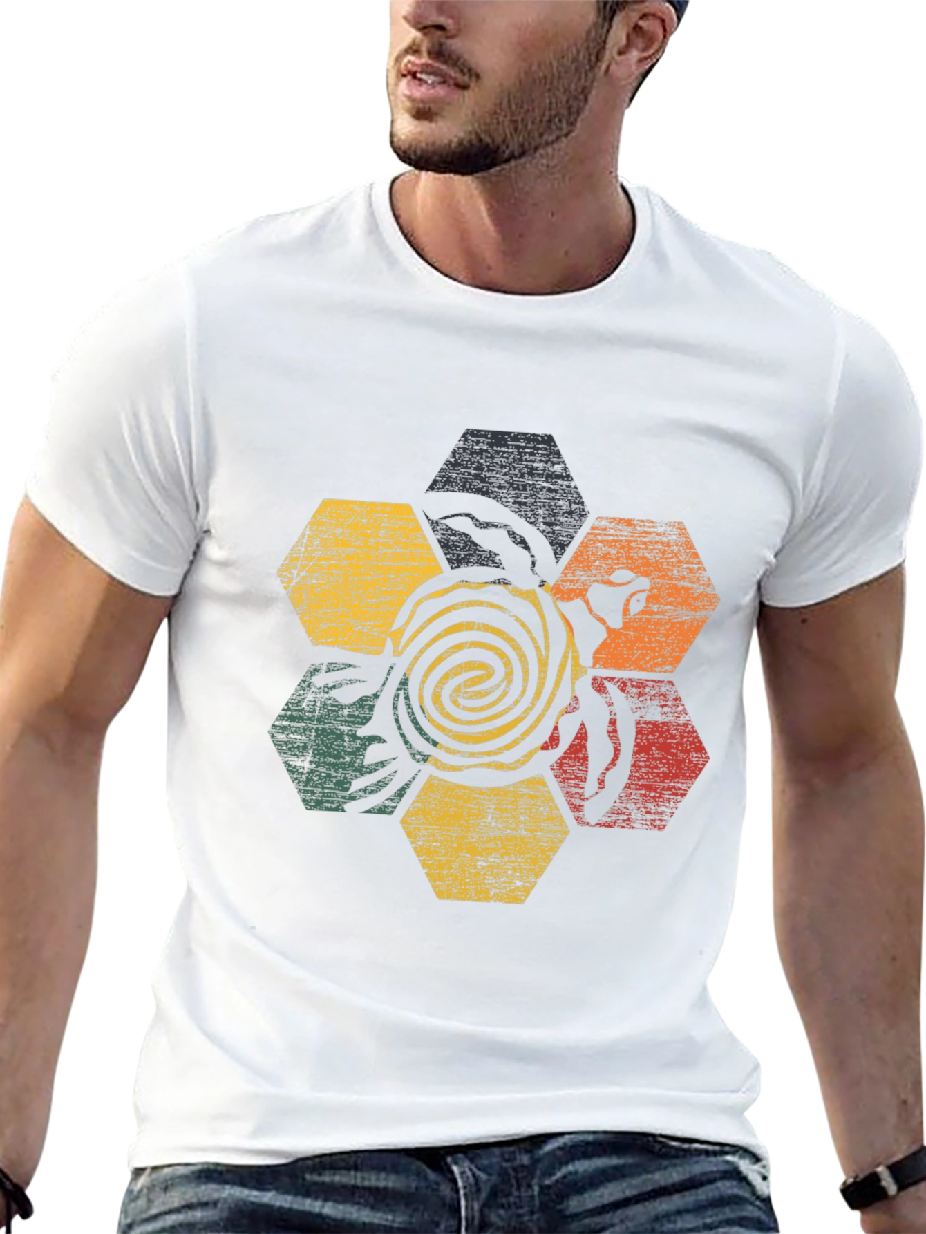 Retro Turtle Hexagon Graphic T-Shirt