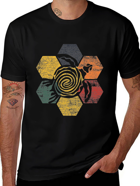 Retro Turtle Hexagon Graphic T-Shirt