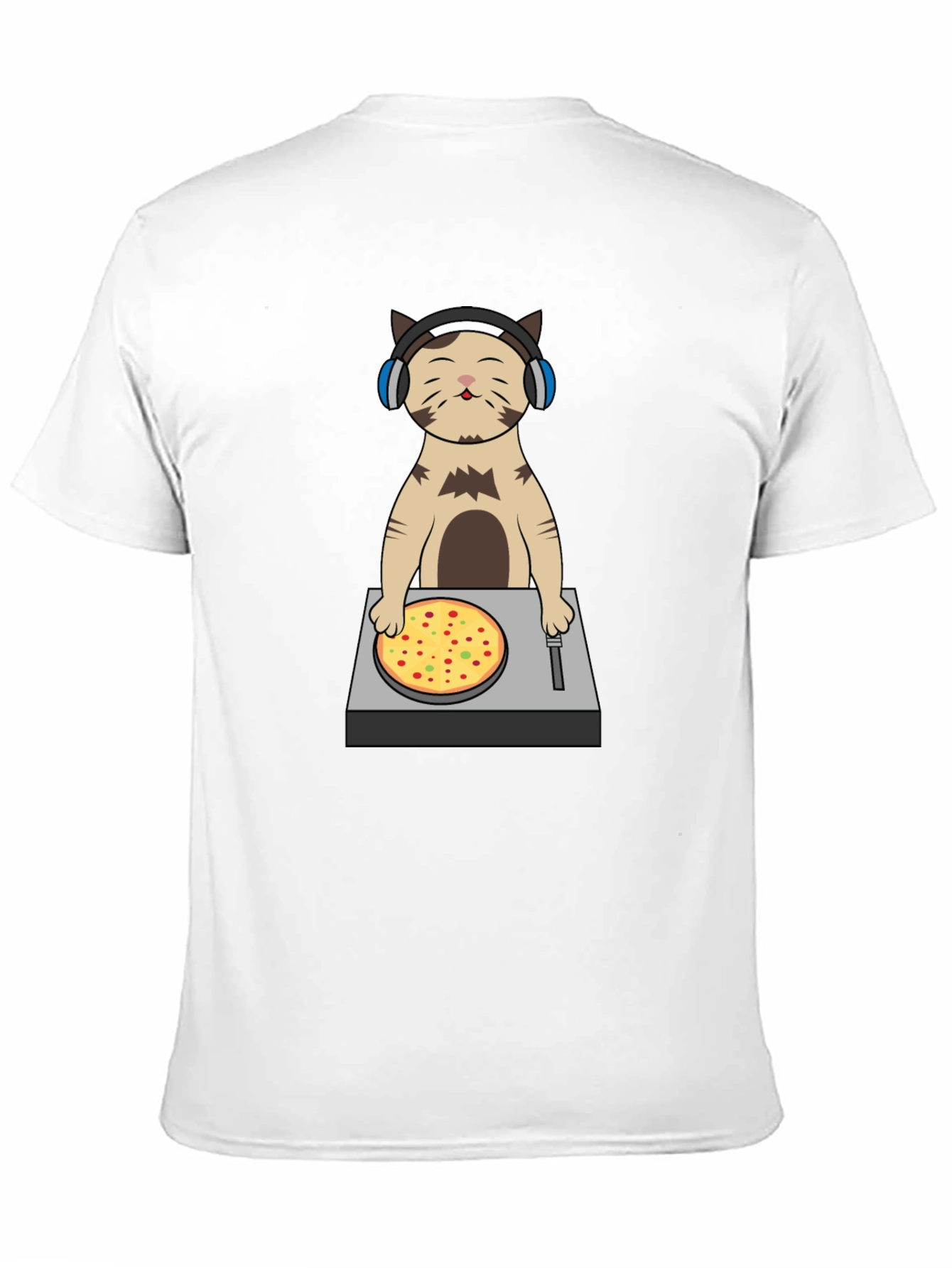 DJ Cat Pizza Turntable Graphic T-Shirt